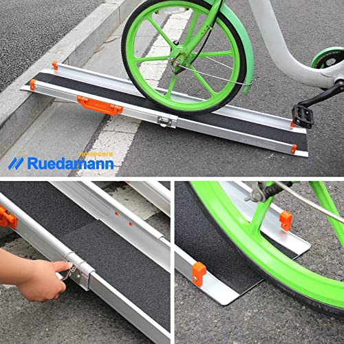 Ruedamann 5'L × 8.3" W Adjustable Aluminum Wheelchair Ramp,600Lbs Capacity,Portable Telescoping Non-Skid Surface Wheelchair Ramp For Home, Stairs, Steps #TOP1
