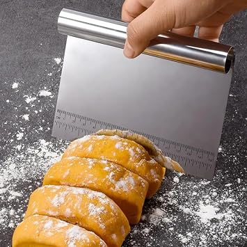FETHİYE WHOLESALE Steel Spatula, Metal Dough Scraper, Cake Scraping Apparatus, Dough Slicer, Steel Shaper and Dough Portioner for Cake and Pastry