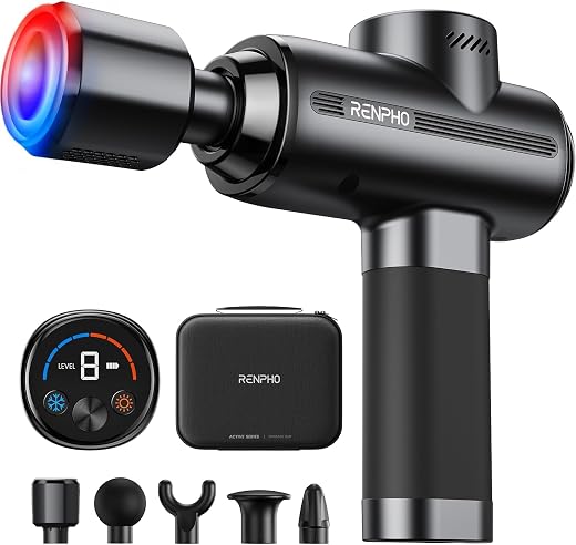🚫 [CADUCADO] 🔥 RENPHO Hot and Cold Massage Gun VA Display Deep Massage Gun | Portable Percussion Massager, Lightweight and Ergonomic Design, Adjustable Speed, Ideal for Travel and Daily Use