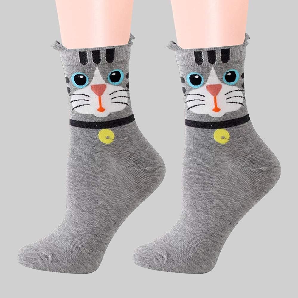 Meias femininas divertidas, coloridas, fofas, divertidas, divertidas, casuais, meias para mãe e namorada, 5 pares - cachorrinho 2, 5-8.5