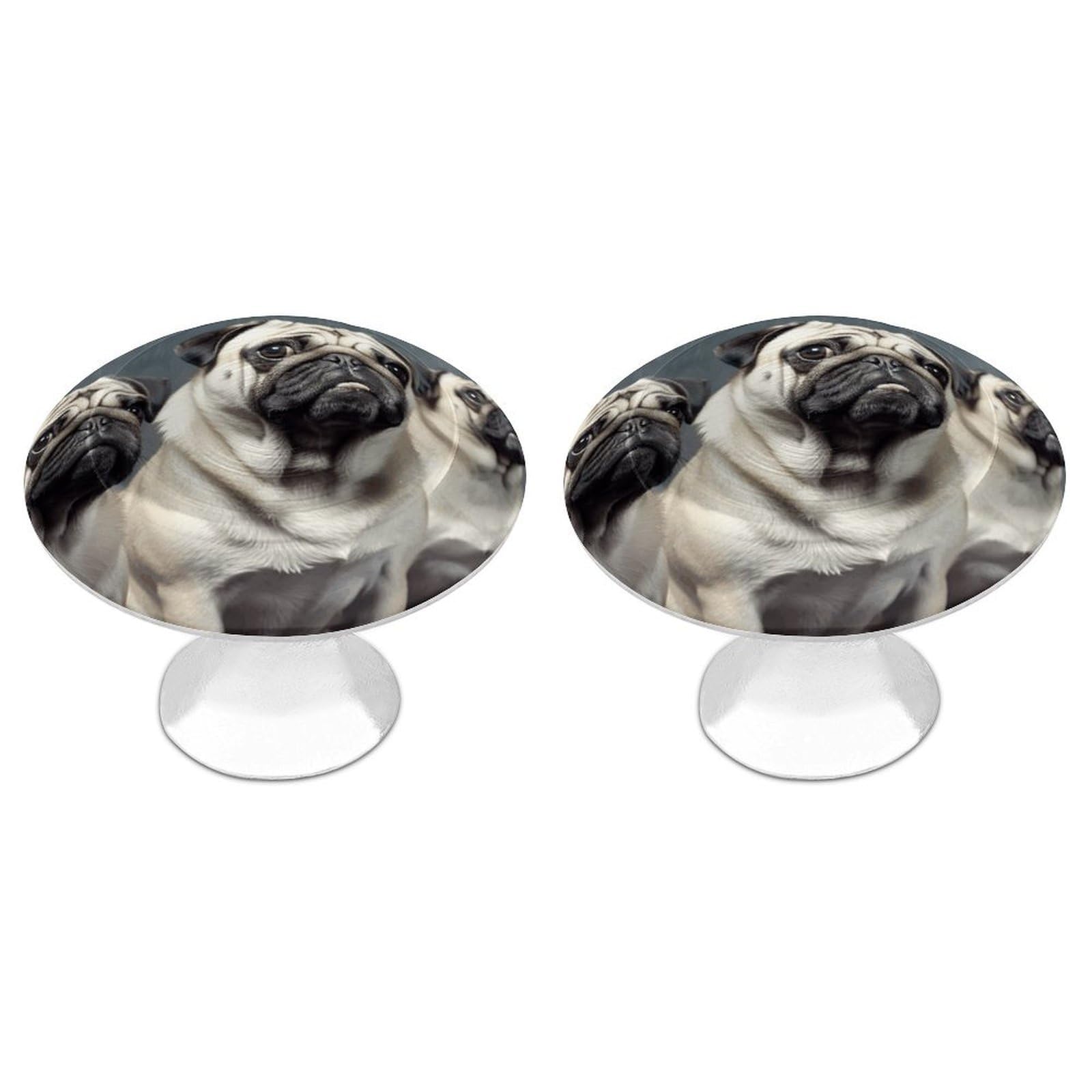 Vstadank Style Funny Pug Dog Drawer Knob Round Dresser Sturdy Drawer Pulls With Mounting Screws Kitchen Stainless Steel Modern Decorative Handles For Cupboard Closet Bathroom