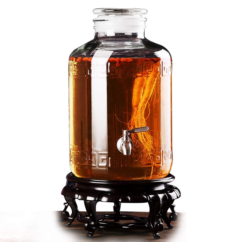 Buy Beverage Dispenser with LeakFree Spigot Resin Stand Glass Lid Round 5L25L Cold