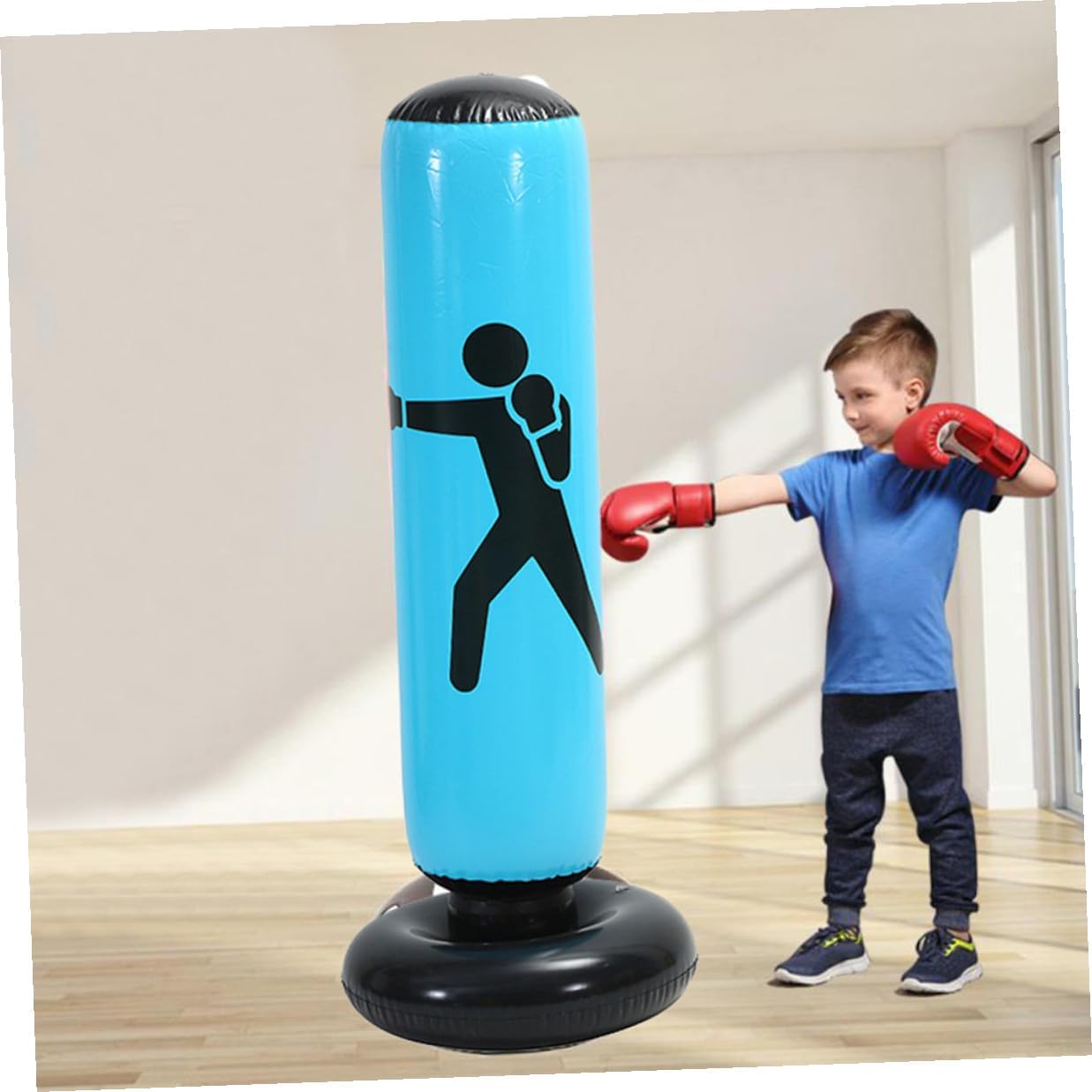 Inflatable Boxing Bag and Tumbler Training Boxing Bag Thickened for Adults and Blue for Home Gym Fitness and Stress Relief