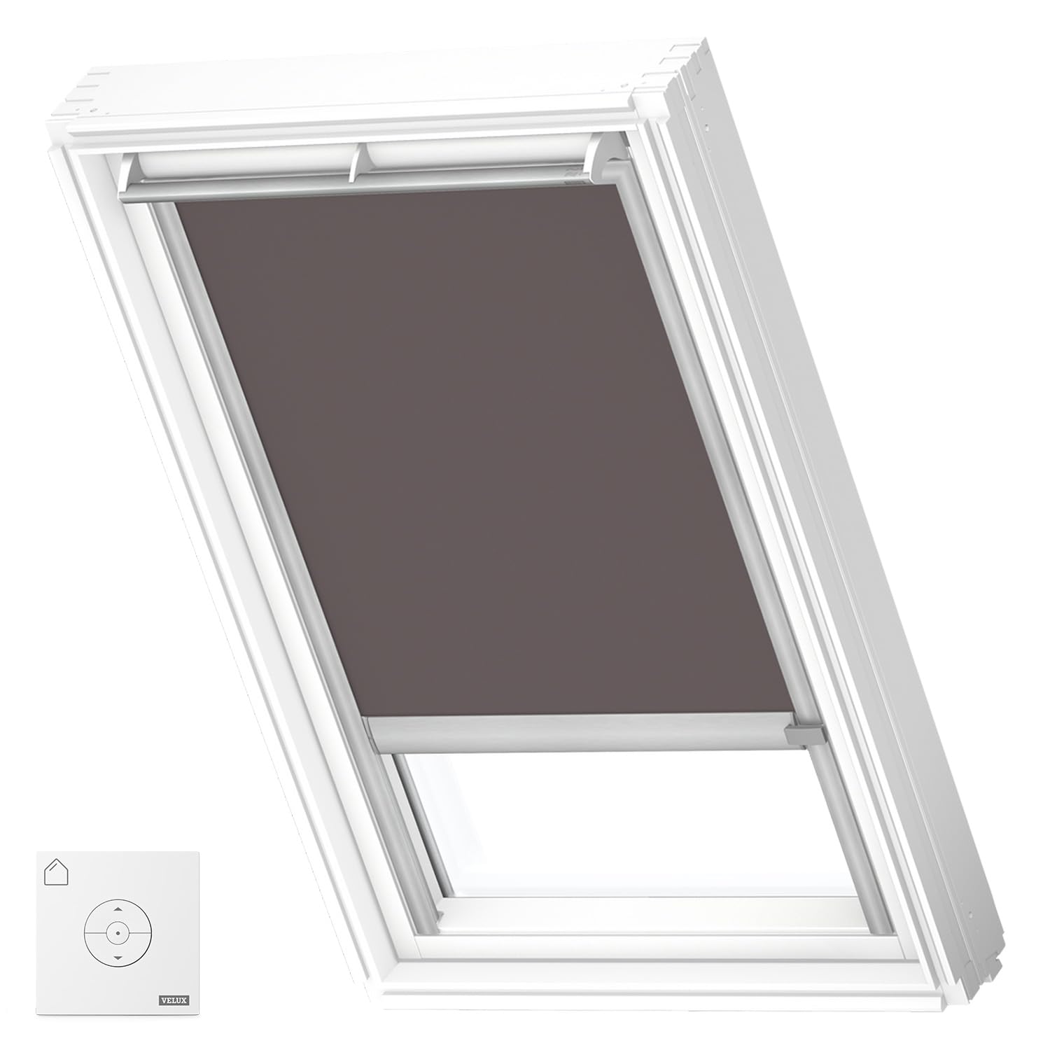 VELUX Original Solar Powered Blackout Roller Blind (DSL), Silver Frame, P04, Taupe โ image 1