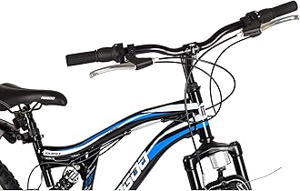 Mogoo ITG Journey Dual Suspension Mountain Bike 24/26-Inch, 21 Gears Speed Drivetrain, Bicycle Adult, V Brakes, Full Suspension MTB, Cycle For Men & Women, 21-Gears
