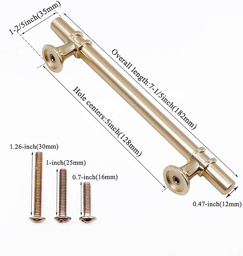 Miniatura 2 de ECREW Tiradores de gabinete de cocina, manijas de barra en T, tiradores de puerta de muebles, tiradores de cajones, tiradores de armario, centros de