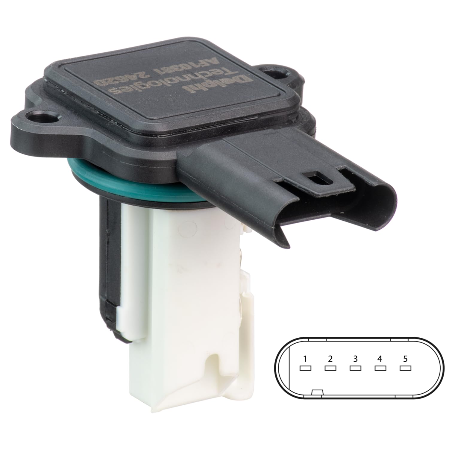 DELPHI Medidor de masa de aire Número de enchufes de contacto: 5 12V sin carcasa (cárter) Sensor De Flujo De Aire AF10381-12B1 Compatible con BMW 3 Touring E91 3 Sedán E90 5 Sedán E60 5 Touring E61