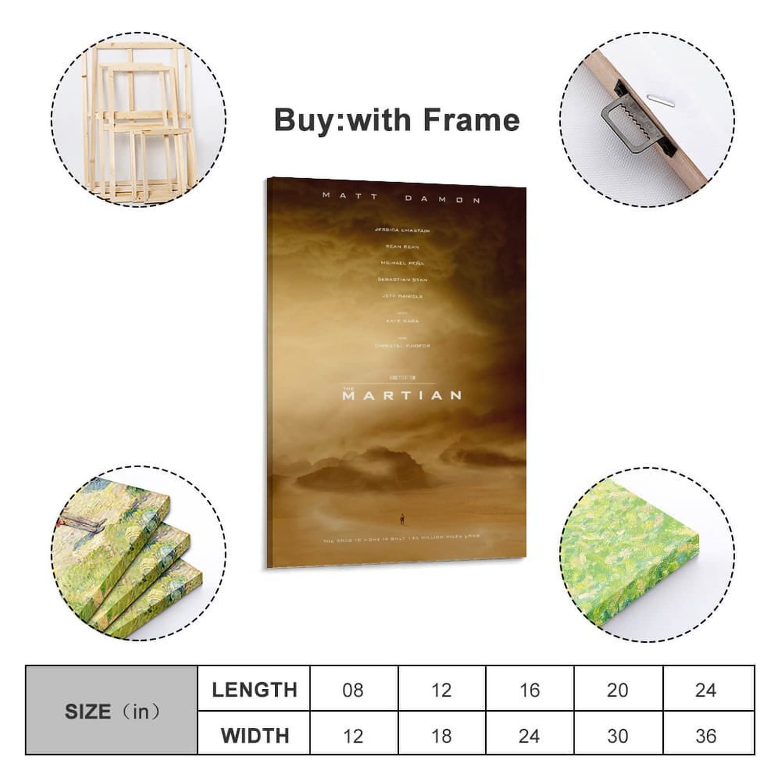 Póster de película de ciencia ficción de The Martian y arte de pared para decoración moderna de dormitorio familiar, 20 x 30 pulgadas (50 x 75 cm)