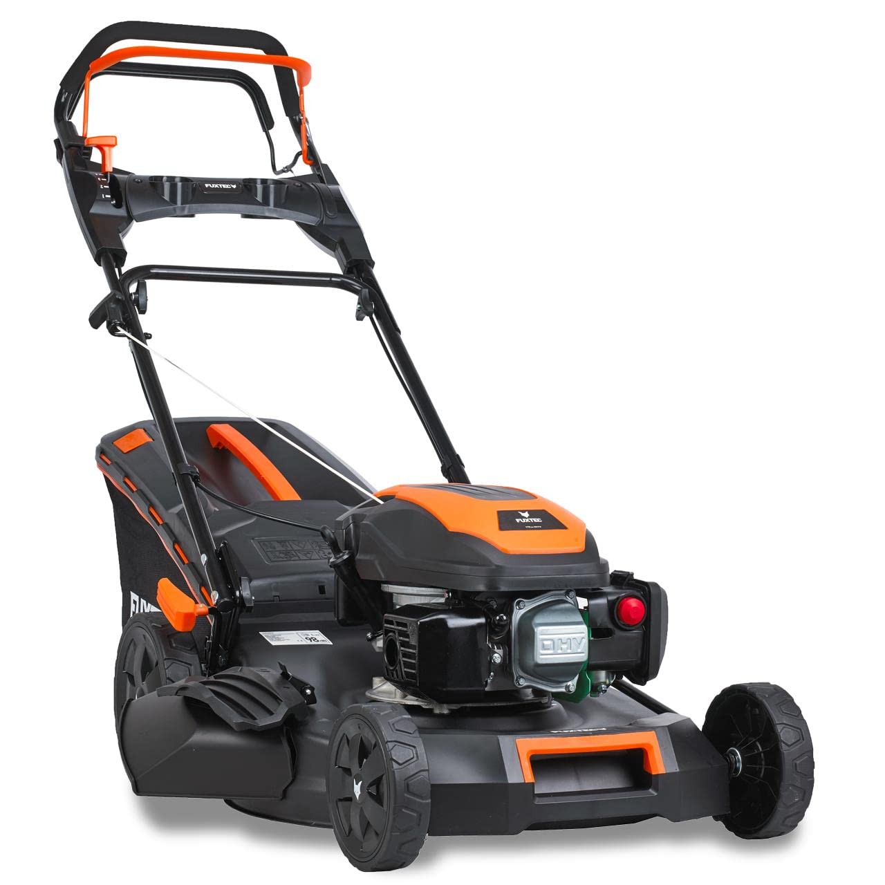 Kosiarka spalinowa FUXTEC 4w1 FX-RM5170PRO, 4 KM / 2,9 kW, szer. koszenia 51 cm, 7 poziomów (25–75 mm), elastyczny naped, 4-suwowa, kosz 60 l, mulczowanie i wyrzut boczny