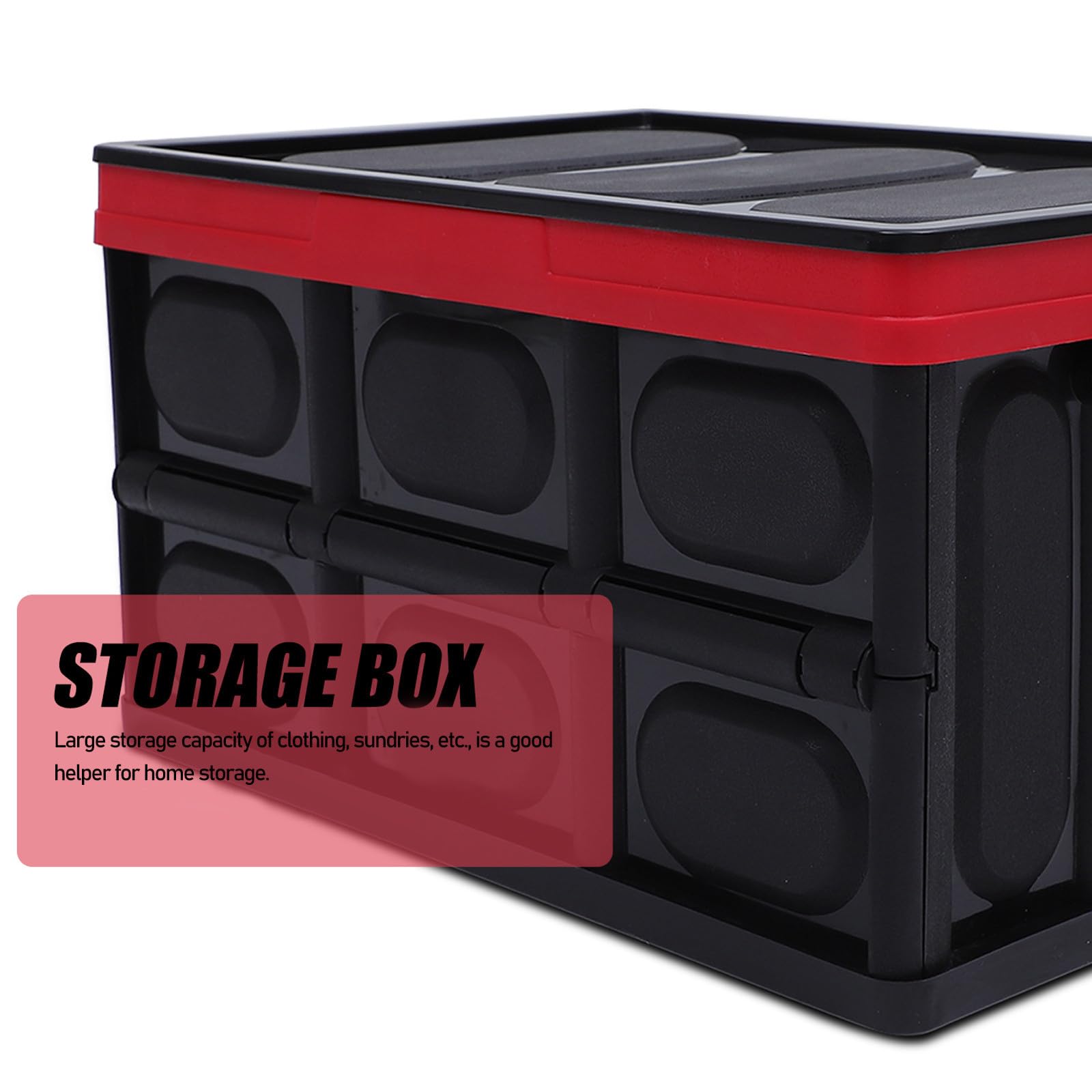 IMIKEYA Organisateur de Rangement Multifonctionnel pour Voiture en Abs Rouge, Boîte de Rangement Pliable 30l pour Vêtements et Objets Divers la Maison Coffre
