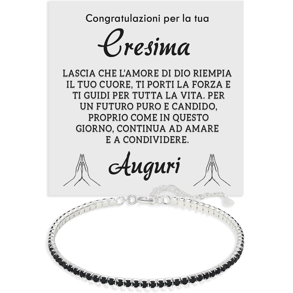 Bracciale Cresima Tennis Uomo con Pietre di Zirconia Cubica Idea regalo Compleanno per lui Finitura in Oro Bianco Argento 925 Natale Sacramento - Cofanetto con DEDICA incluso