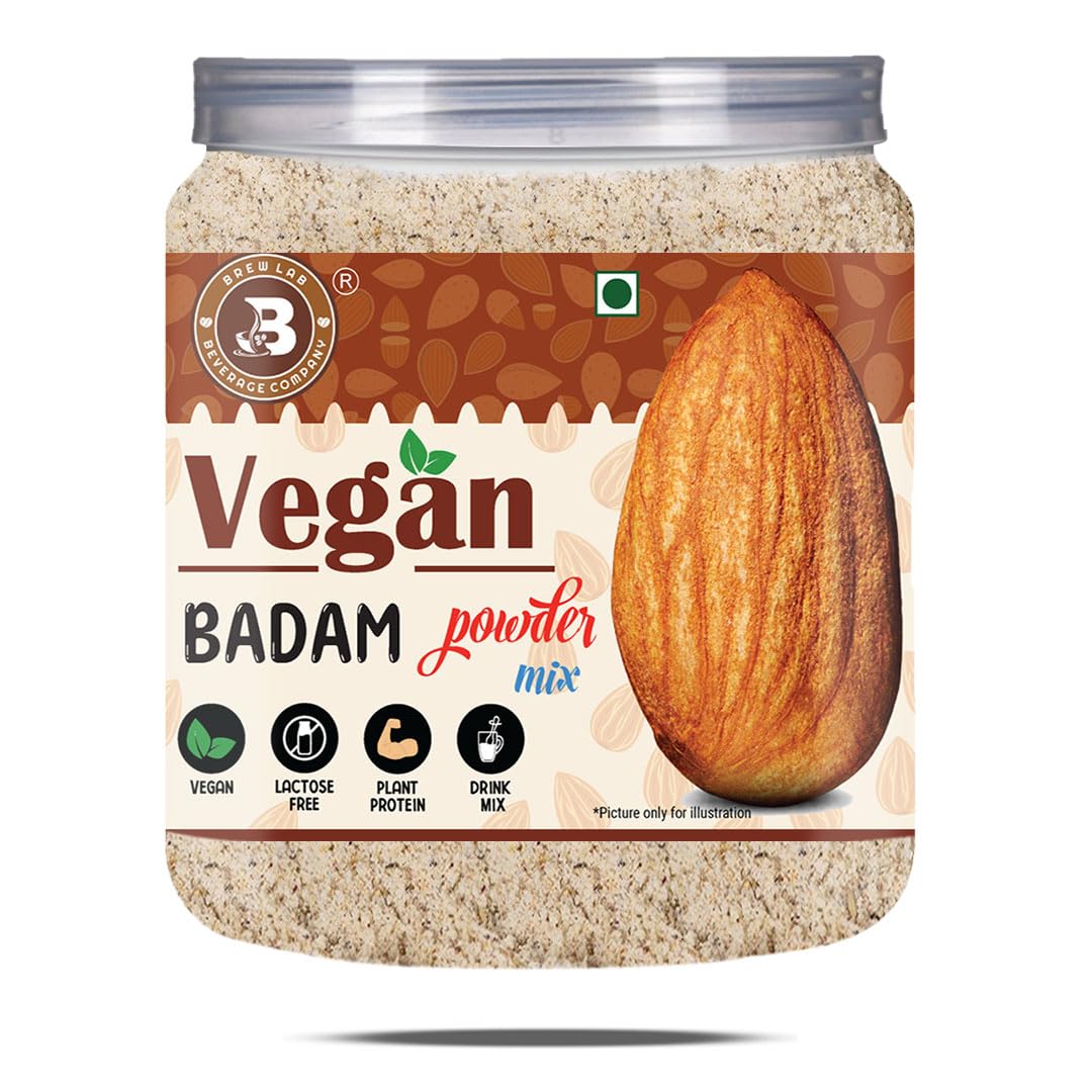 Brew Lab Lactose Free Plant Based Vegan Badam Powder Mix | Plant Protein | Drink Mix | (250 g)