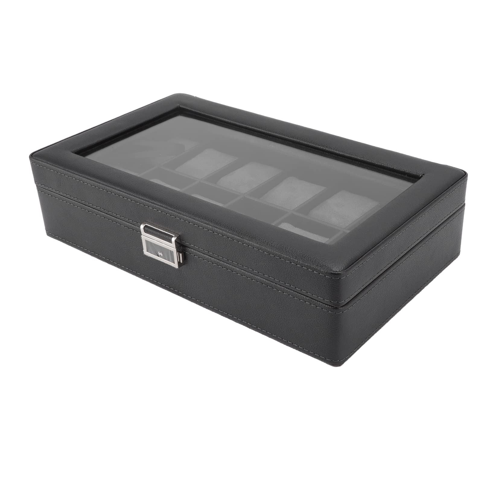 Organizzatore per Orologi Nero Elegante 12 Slot con Coperchio Trasparente Resistente Scatola Porta Orologi per L'organizzazione Domestica