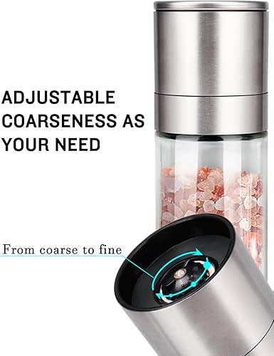 Miniatura 10 de Molinillo de pimienta, molinillo de sal recargable (paquete individual) molinillo de pimienta negra de grosor ajustable, salero marino de acero