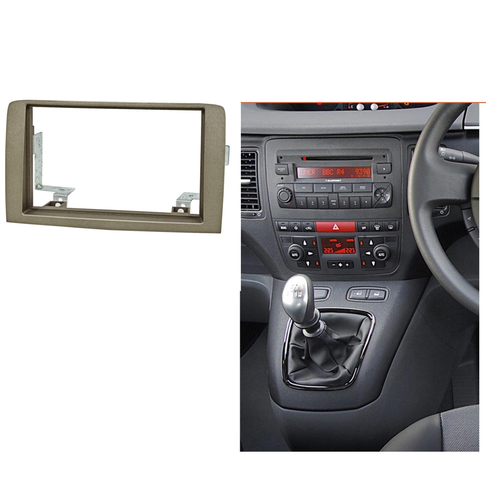 Sound-way Kit di Montaggio Autoradio, Mascherina Quadro Radio 1 DIN / 2 DIN, Adattatore Compatibile con Fiat Idea/Lancia Musa Argento Scuro