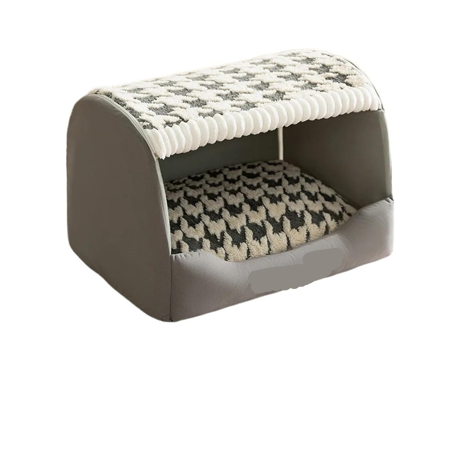 Niche pour chien hiver Taille L grand confort avec isolation motif gris