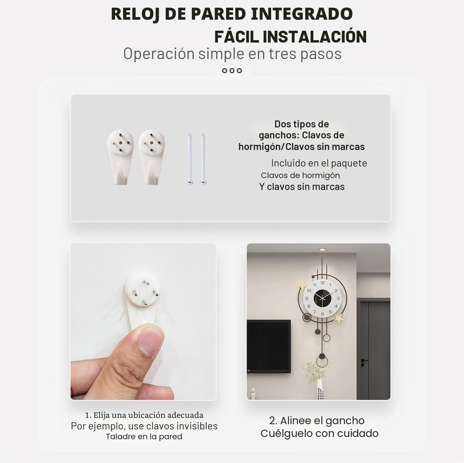 Reloj de Pared Grande,Moderno Reloj de Pared Redondo de Metal,con Movimiento Silencioso,para Oficina,Sala,Dormitorio.(36x76cm)