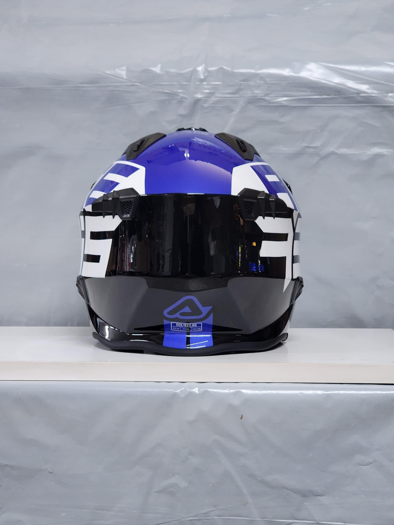MC Casco Moto Acerbis Helmet Jet Trial Aria 2206 Cnegro Azul Blanco Talla M