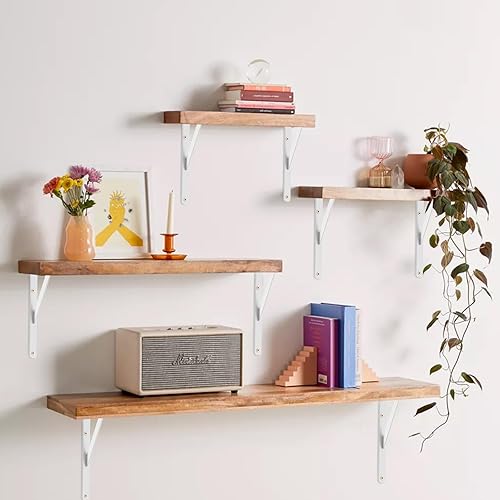 Vista 62 de Paquete de 4 soportes de estante resistentes de 8 pulgadas de largo x 6 pulgadas de alto con tornillos, soportes de estante de metal, soportes