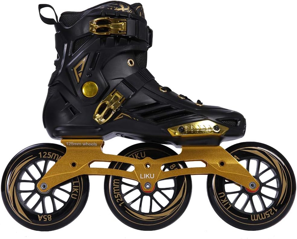 LIKU Black 3WD Inline Skate,3 Wheels Racing Skate Unisex