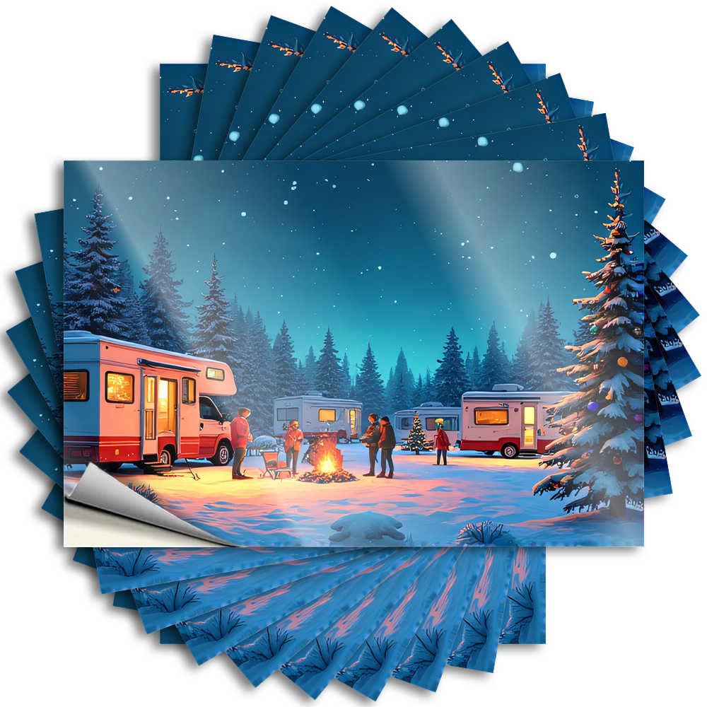 Abipuir - Winter Car Stickers Camping Under The Stars 10 Funny Toolbox Stickers (12 x 18 cm)