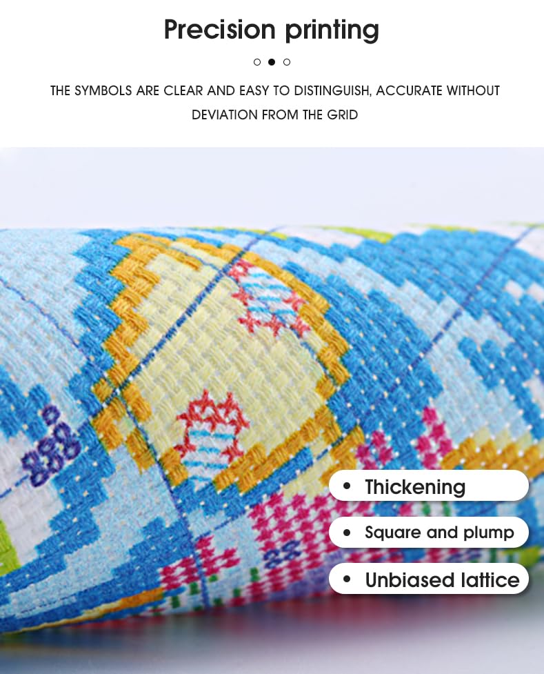 Image of CROSSDECOR Cross Stitch Kits for Adults,Stamped Cross Stitch Kits,DIY Needlepoint Kits for Beginners Counted Embroidery Craft Supplies for Home Decor,Winter Village 6.5x6.4in