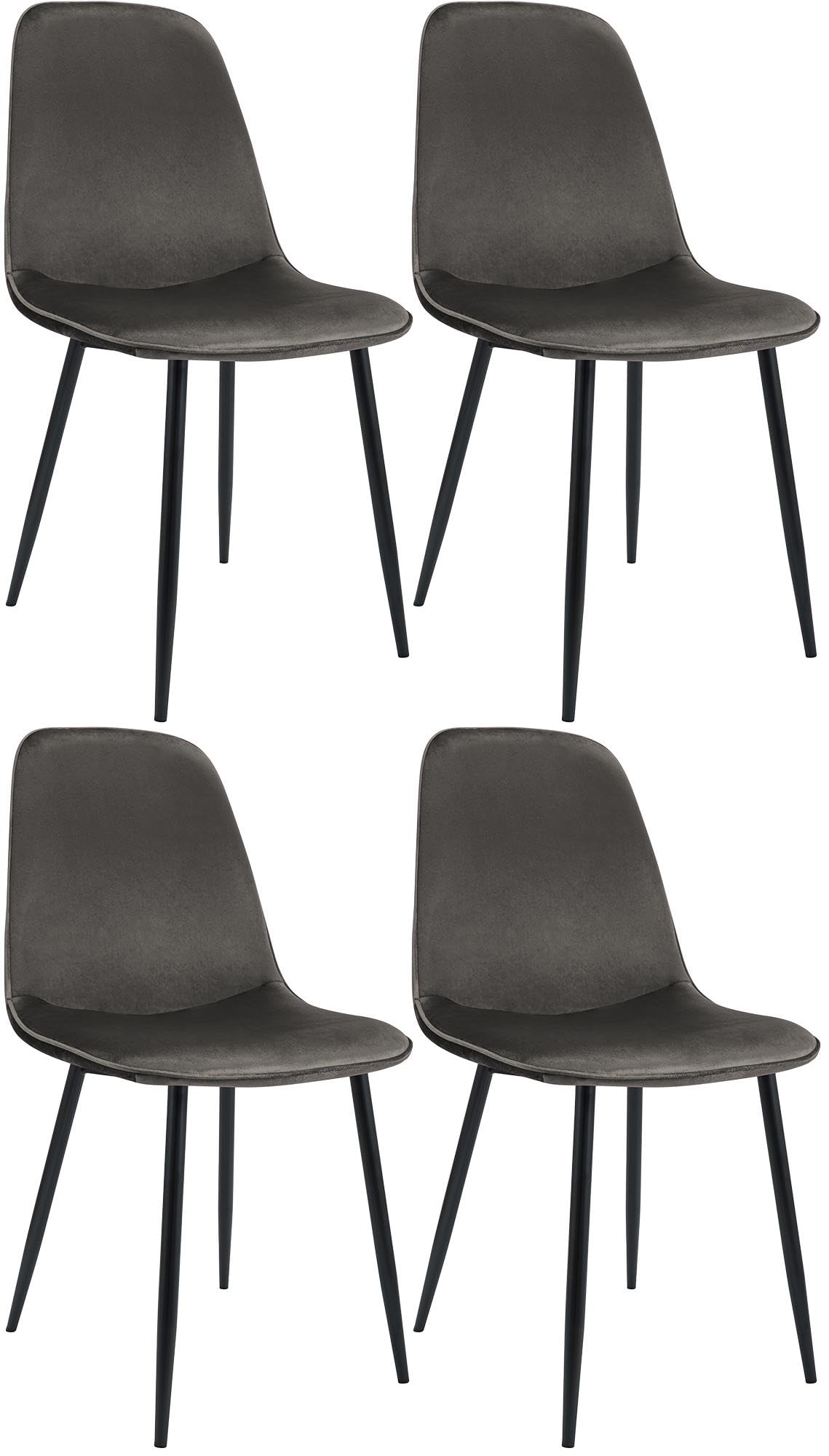 CLP Sedia da pranzo set di 4 imbottita Maryam, cucina, soggiorno e camera da letto con schienale, capacità 150 kg Colore:antracite;Materiale:Velluto