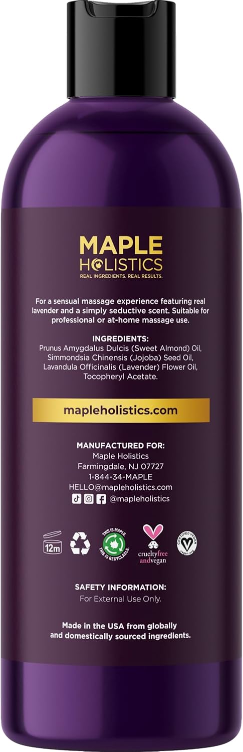 Aromatherapy Sensual Massage Oil for Couples - Relaxing Lavender Massaging Oil for Massage Therapy with Vitamin E Jojoba & Sweet Almond - Naturally Scented Vegan Non GMO & Gluten Free (8 Fl Oz) - Image 6