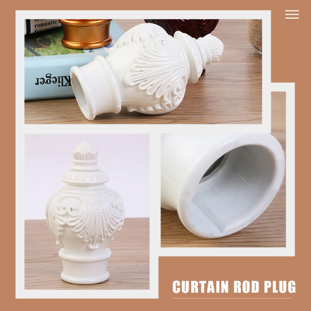 Alasum Embouts de Tringle à Rideaux Lot de 10 Décoratifs Design Créatif Blancs en Plastique pour Décoration de Chambre