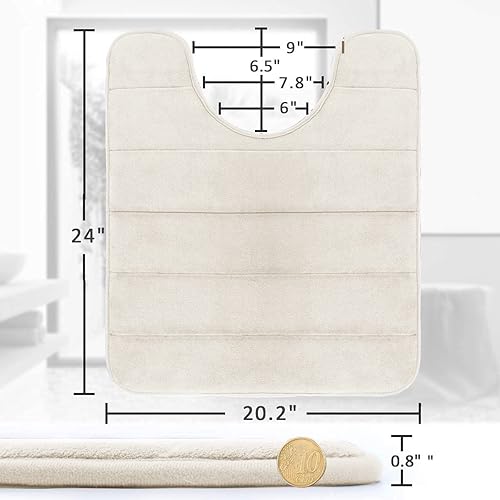 Miniatura 2 de Yimobra Alfombra de baño de espuma viscoelástica de tamaño grande de 24 x 17 pulgadas + forma de U de 24 x 20 pulgadas, suave y cómoda, súper