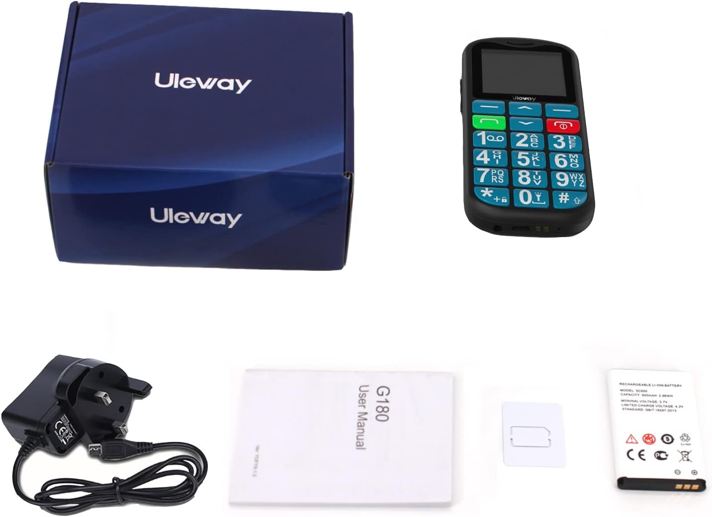 uleway Big Button Mobile Phone for Elderly, Easy to Use Basic Mobile Phone, SIM Free Unlocked Senior Mobile Phone With SOS Emergency Button, Large Volume, Flashlight, FM Radio (Blue) 8 61XSsvM3K6L. AC SL1500