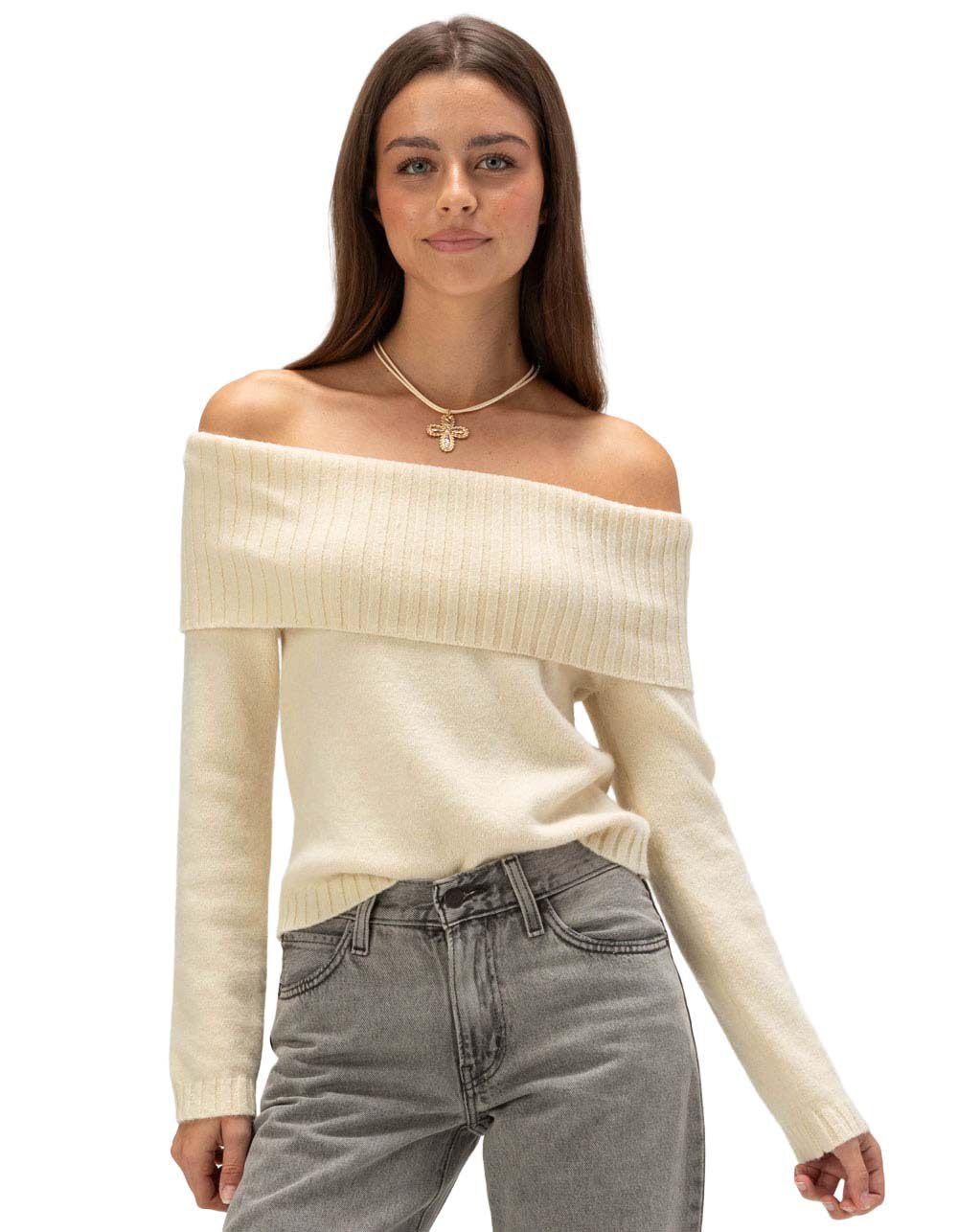WEST OF MELROSE Off The Shoulder Womens Sweater