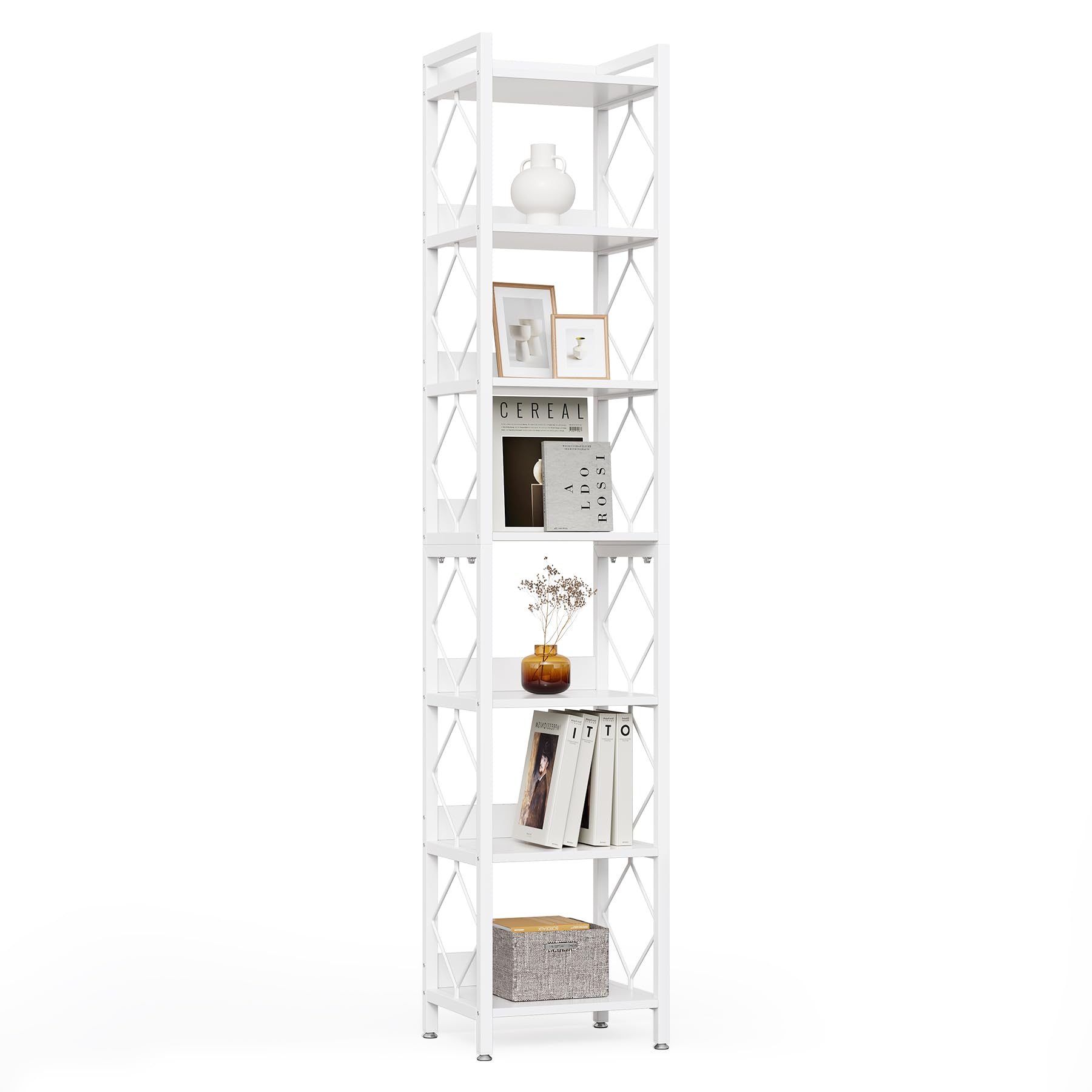 Amazon.com: LITTLE TREE Book Shelf, 7-Tier Tall Bookcase, 78.7