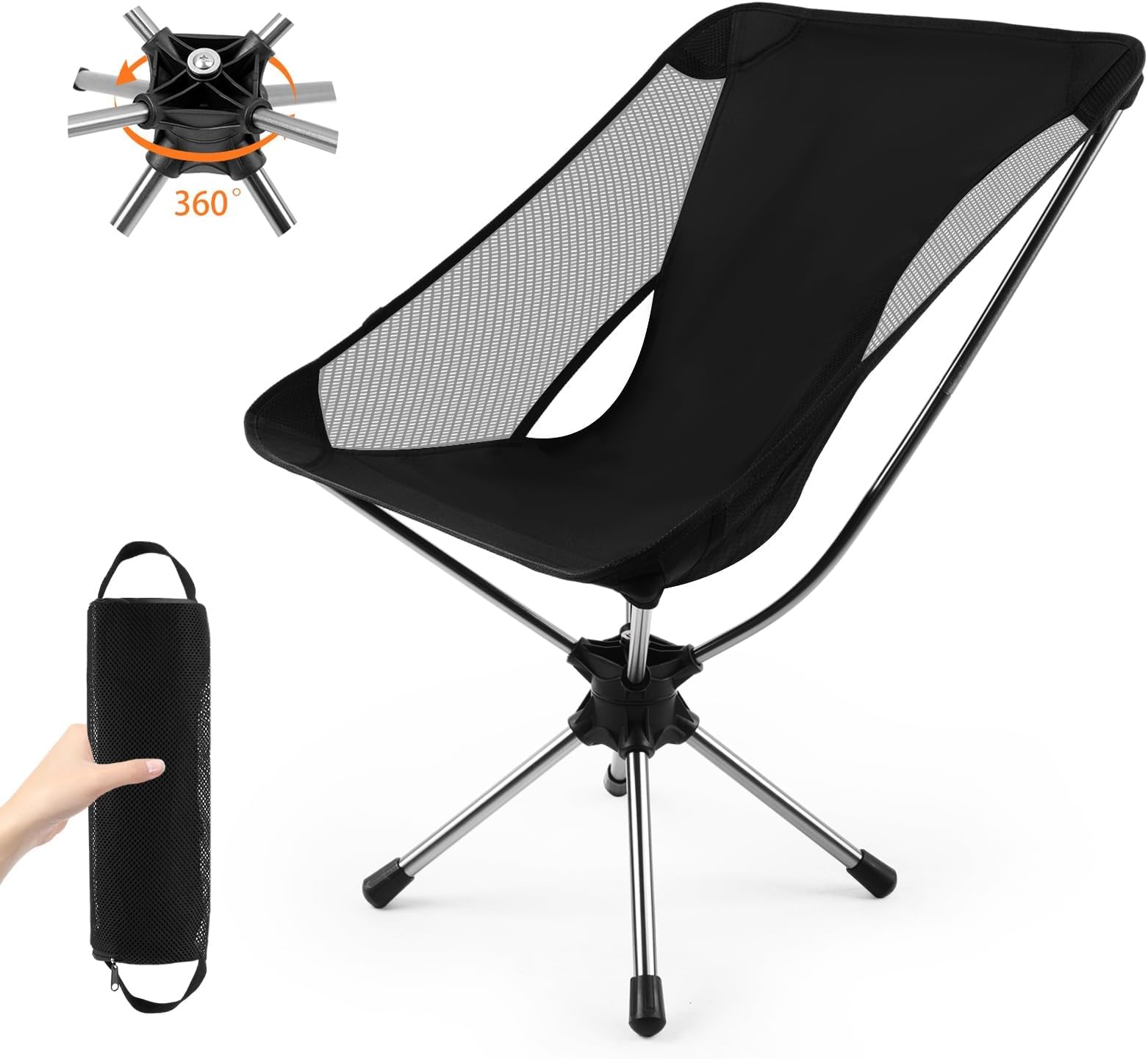 MouPkains Swivel Folding Camping Chairs,Small Portable