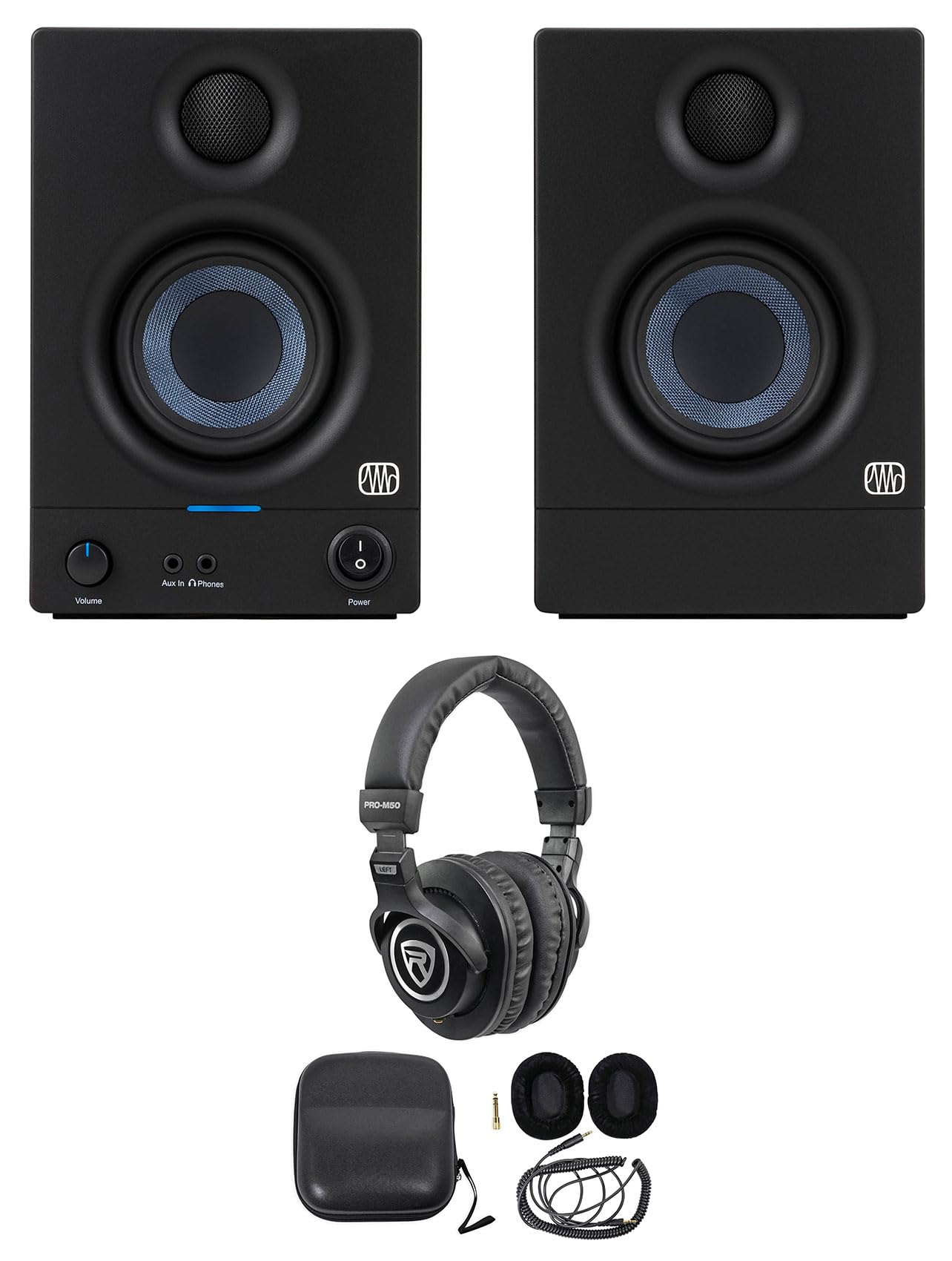 Bundle: (1) Pair Presonus Eris 3.5 2nd Gen 3.5" Reference Studio Monitors Speakers Bundle…