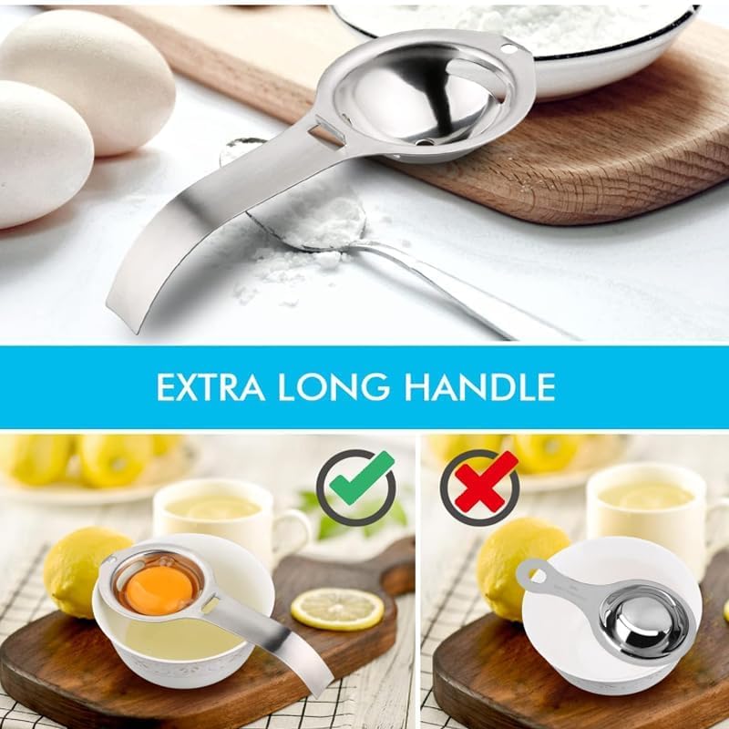 HORREX Separador de huevos, 2 unidades, separador de proteínas de acero inoxidable, separación rápida de yemas y proteínas