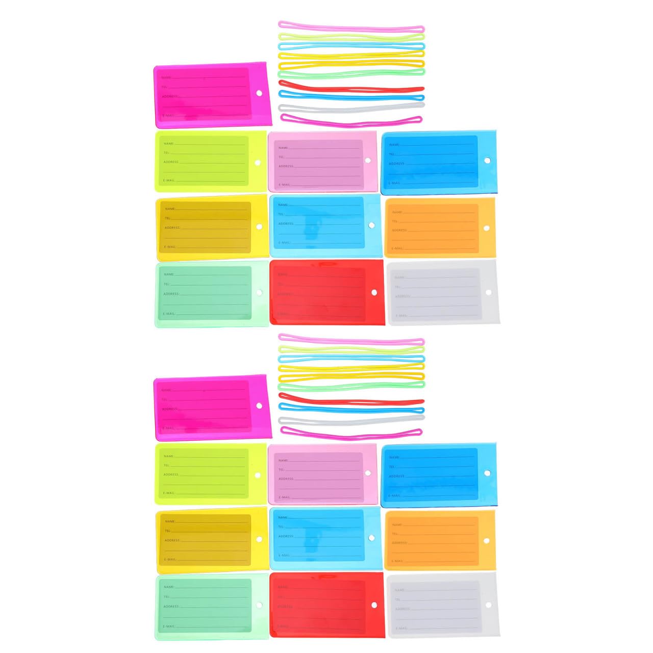 100 Pezzi Tag Valigia Pvc Colorato con Inserto Cartaceo | 10 Colori Vivaci, Facile da Fissare, Scrivibile per Dati Identificativi su Bagagli e Trolley