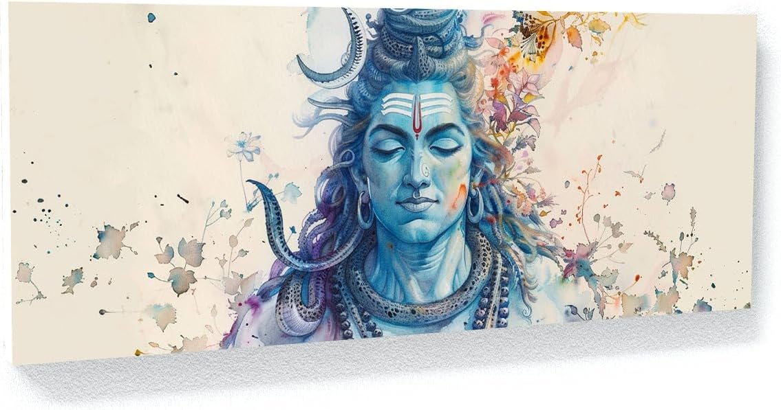 Sense Canvas Shiva Kailash Meditation 71 Canvas Art - Home Decor Wall Art Print Poster Painting Large 40x16 / 0.75"