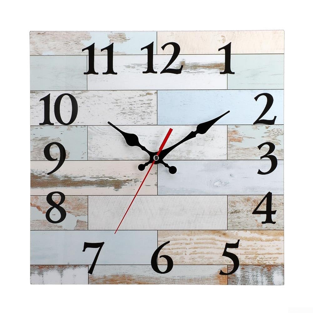 Horloge murale carrée salon nordique vintage quartz bois
