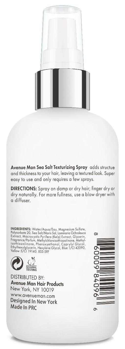 Avenue Man Sea Salt Spray for Men - Texturizing & Thickening Sea Salt Hair Spray for Men with Kelp and Brown Seaweed Extract - Paraben, Sulfate-Free - Add Volume and Texture Beach Hairspray 6.76 Oz - Image 9