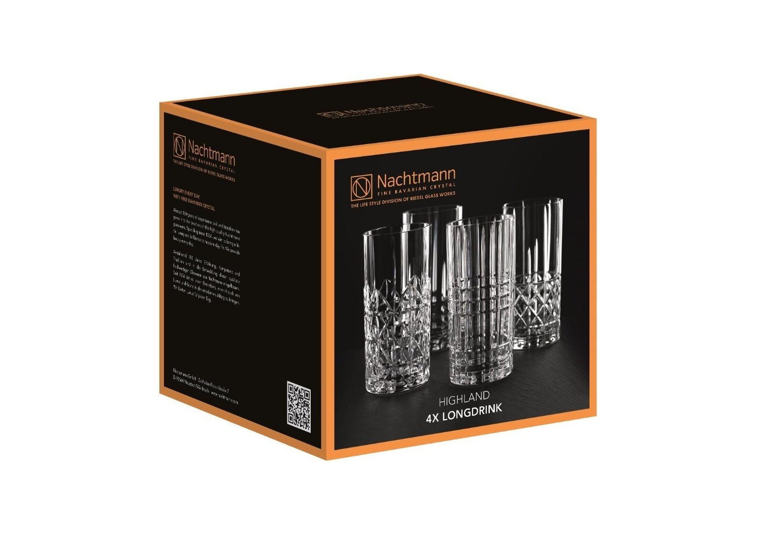 Nachtmann Highland Longdrink-Glas, Kristall, Cocktailglas, Collins, 8 Stück, 445.0 ccm, Zylindrisch, Wiederverwendbar, 15.1 cm hoch, für Zuhause, Modern, Cocktailparty