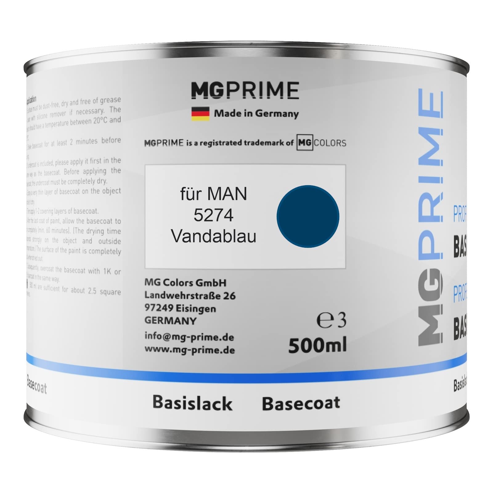 MG PRIME Kit pots de Peinture voiture pour MAN 5274 Vandablau 1,25L