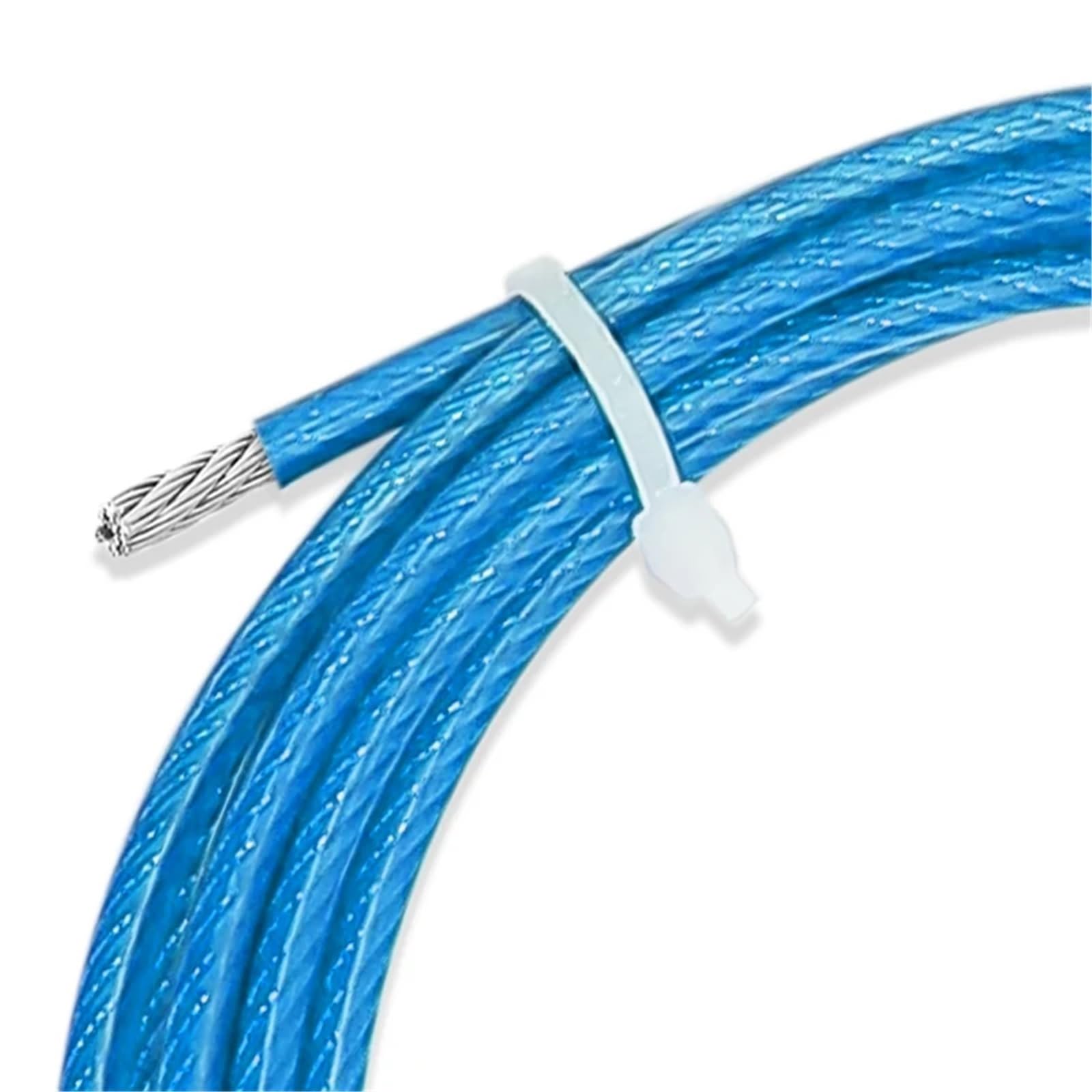 2/3/4/5/6,0 Mm Edelstahl-Kabelseil, Blaues PVC-beschichtetes Metallseil, Wäscheleine, Aufhängung for Außen- Und Innenbeleuchtung(2.0mm Blue)