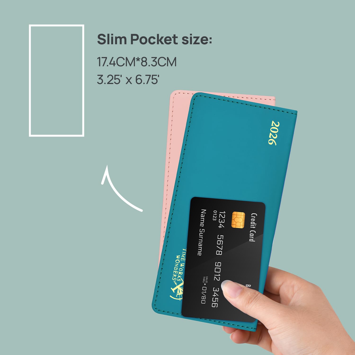 POPRUN Academic Pocket Diary 2025-2026 Slim (16.5x9 Cm) Week To View Spiral 17 Months (Aug'25 - View #13
