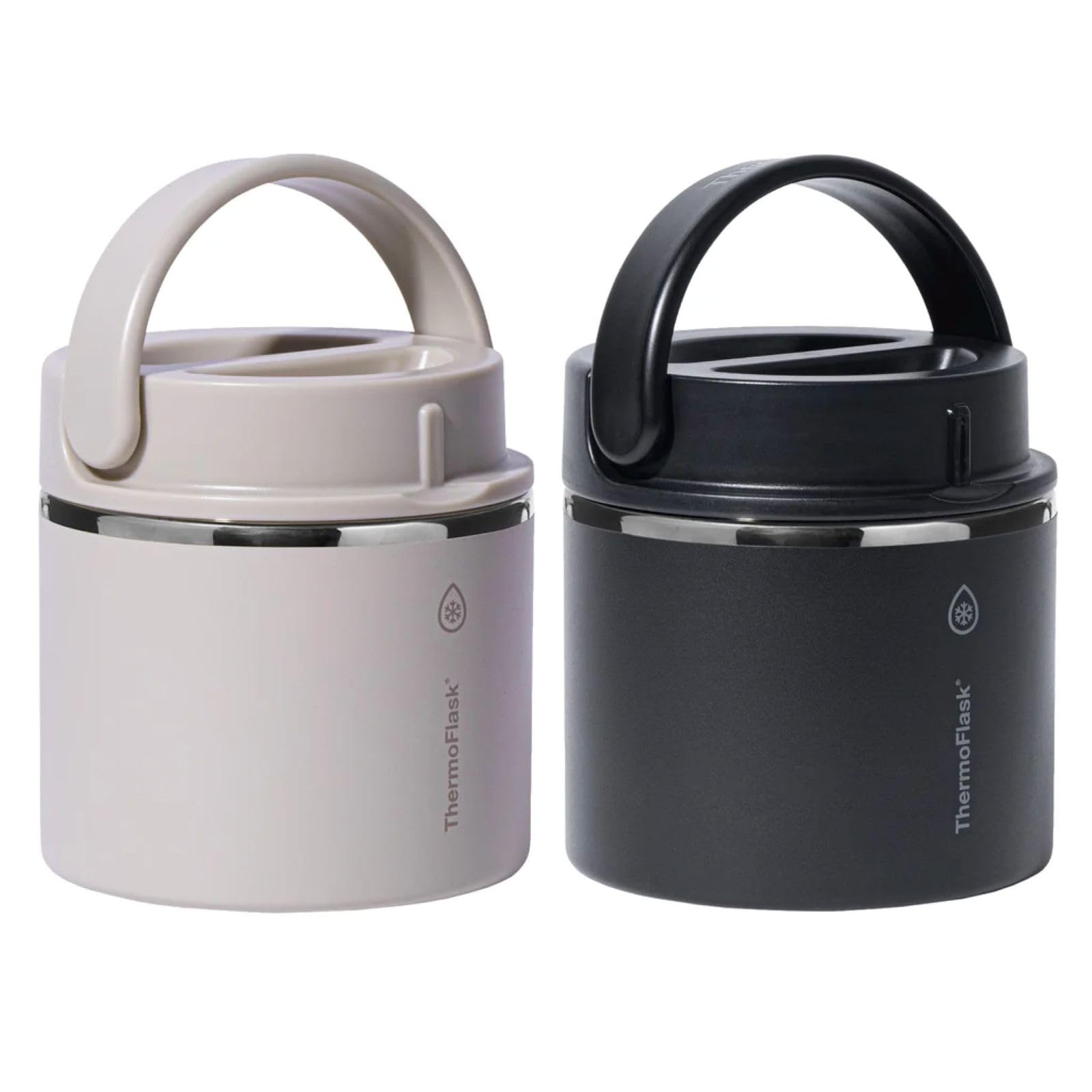 ThermoFlask 20 oz Insulated Food Jar, Leakproof Stainless Steel Food Containers, 2-Pack (Black & Gray)
