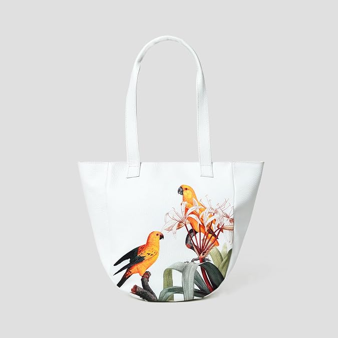 ADYAN Handmade Full Grain Soft Leather Floral Printed Bag for Women