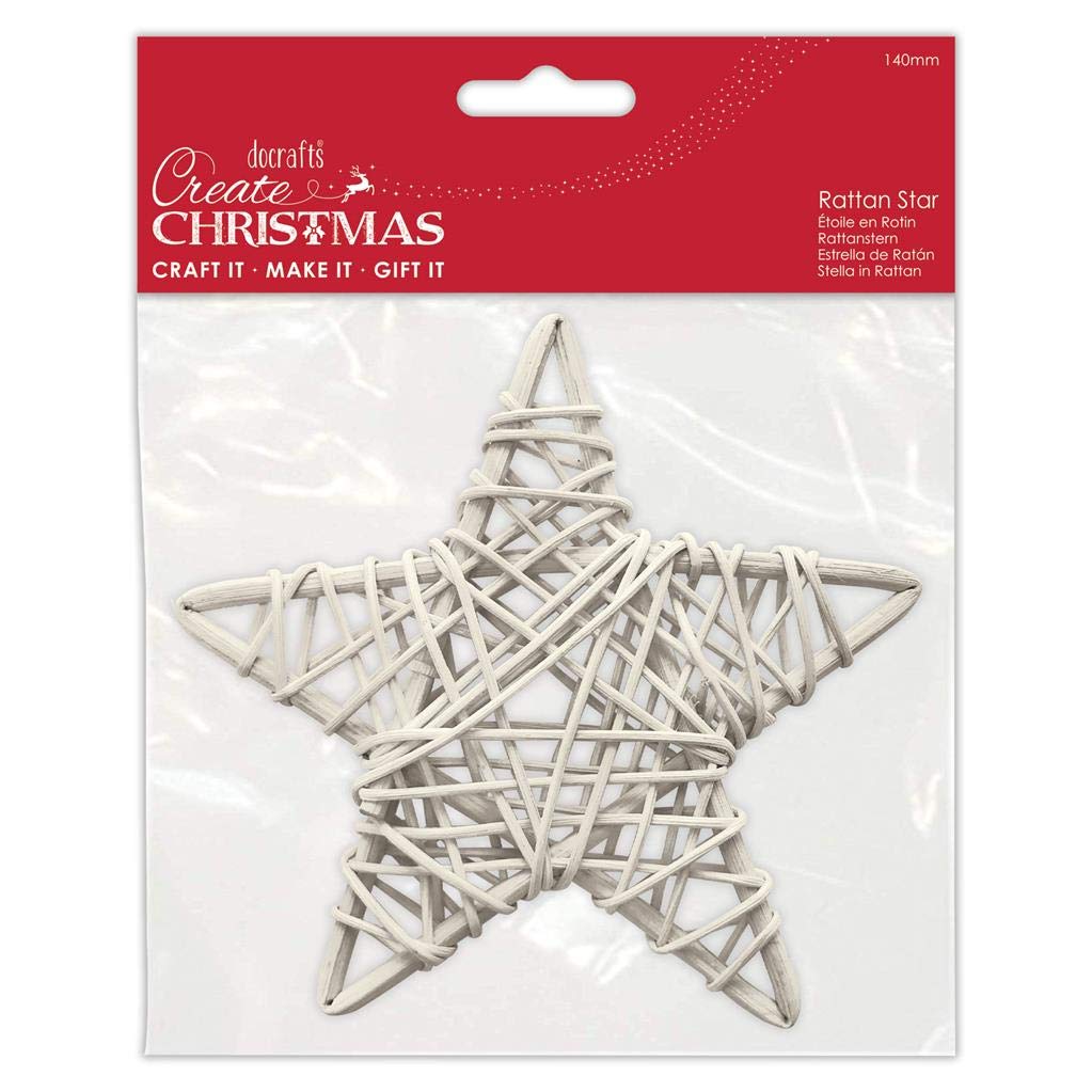 Papermania White Create Christmas 14Cm Rattan Wicker Star Christmas Home Decor, Craft, Diy Art & Craft Making, Wedding, Party, Wooden Effect
