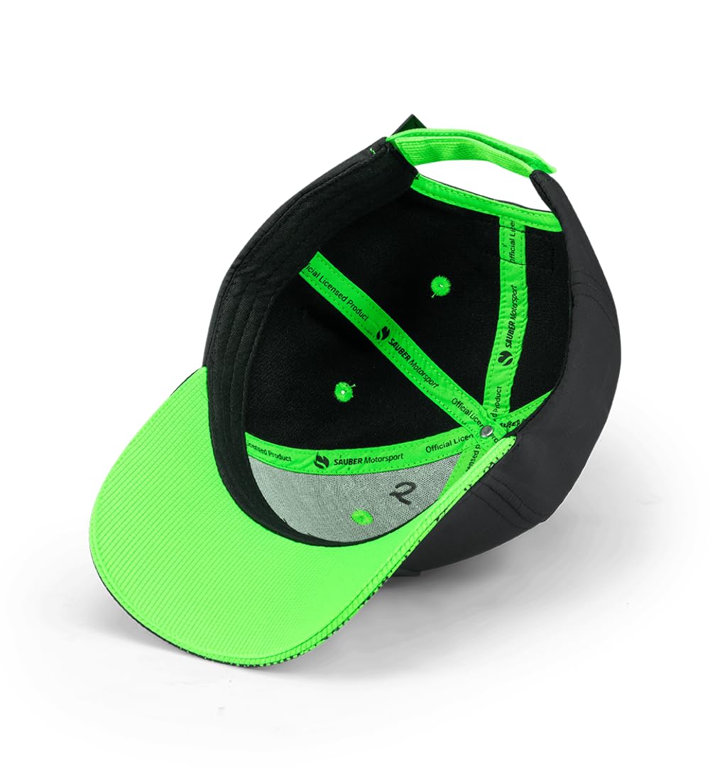 Stake F1 Kick Sauber Offizielles Team Kinder Baseball Cap 2025 Schwarz Grün Verstellbar, schwarz / grün, Einheitsgröße