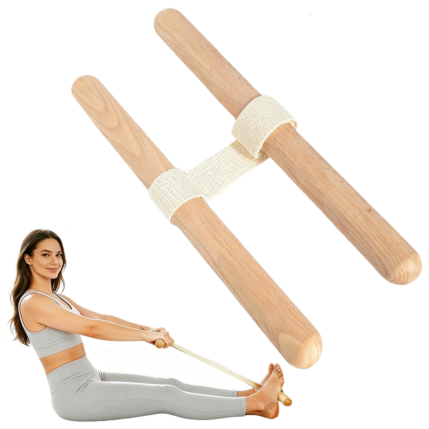 Estrattore 2 in 1 per la flessibilità e la schiena, allungatore della schiena con lunghezza variabile, per la casa, in legno di faggio, per spalle, schiena, collo, piedi e gambe