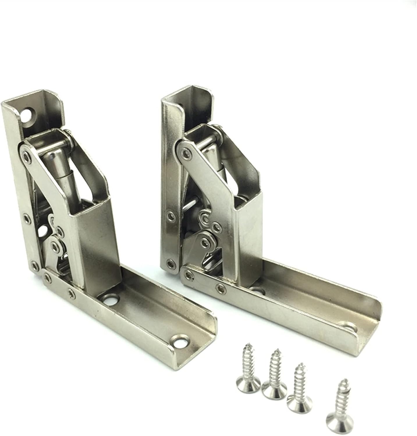 Hinges 2pcs Folding No Drilling with Screws Closet Scratch Proof Cupboard Furniture Hinge Cabinet Door Cold-Rolled Steel Close Hardware